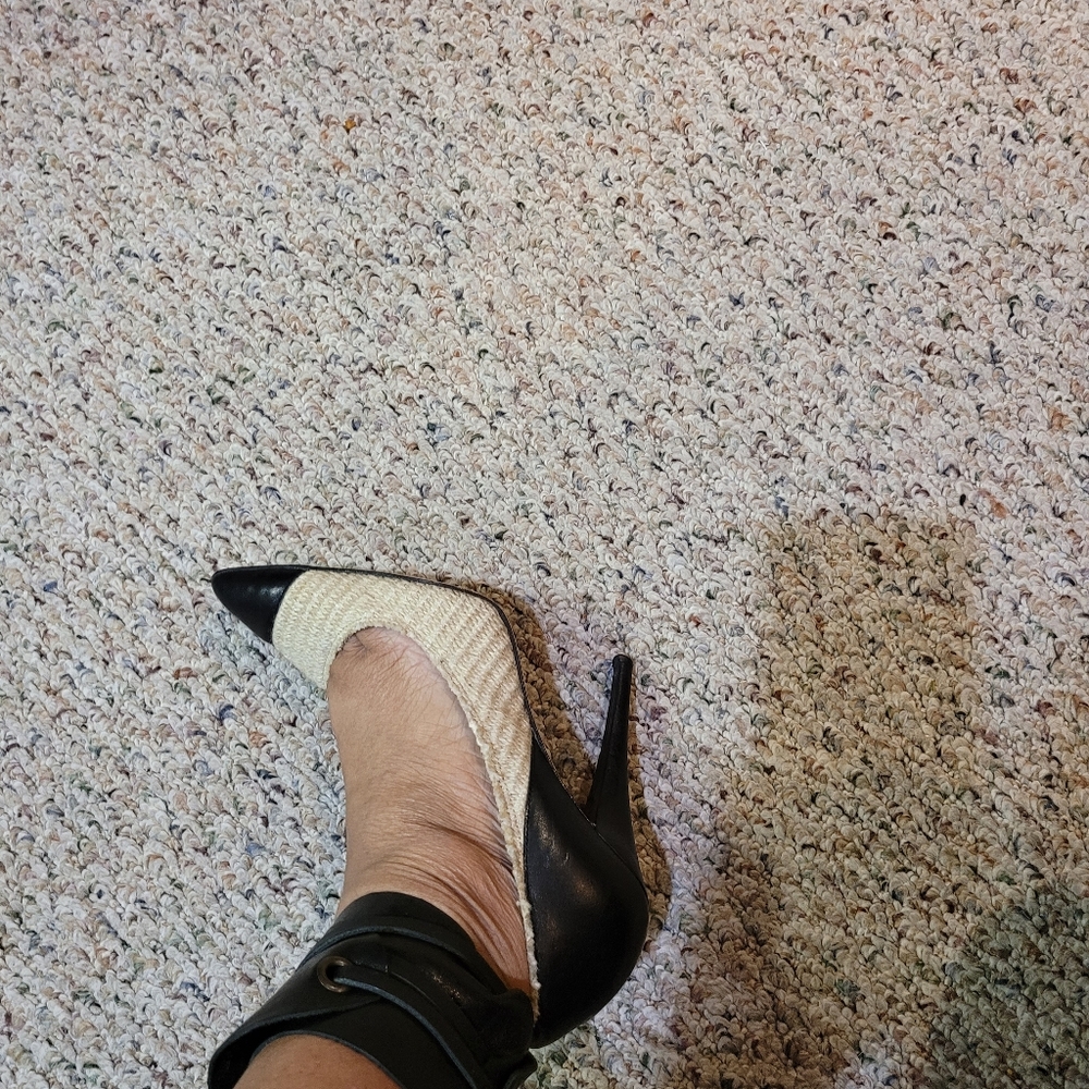 Isabel Marant 40 Black Leather/Beige Tweed - Picture 4 of 5